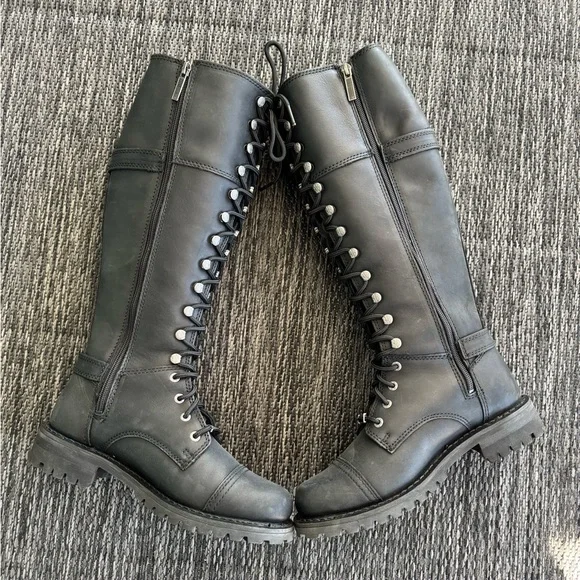 Harley-Davidson Leather Boots Beechwood Motorcycle Size 8 Size Tall Riding Boots - Picture 4 of 16